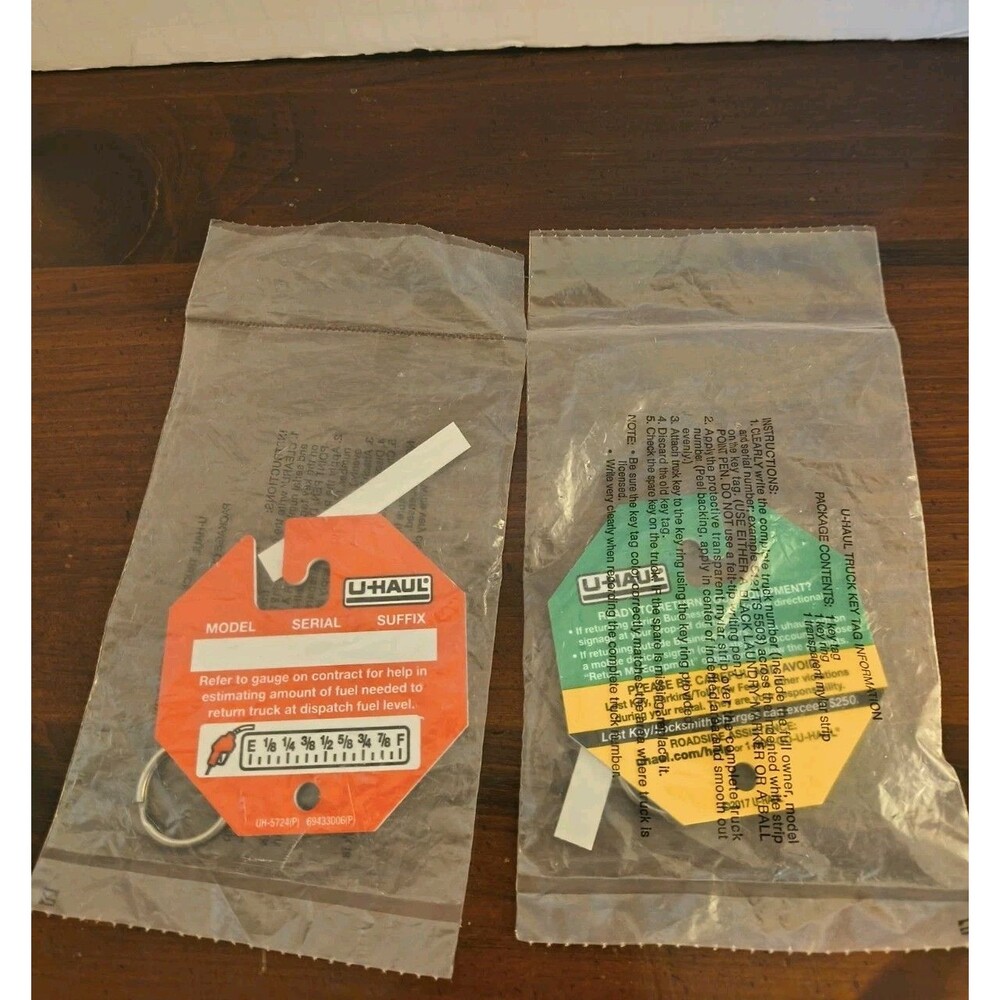Lot Of 2 Uhaul Keychain Moving Storage Truck Trailer Key Fobs Gas Tags Sealed